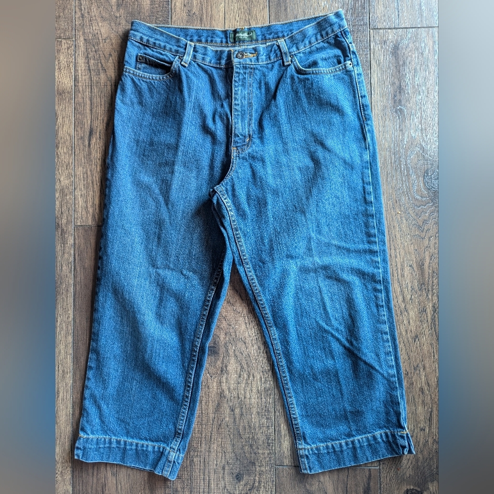 Vintage Eddie Bauer Size 12 Capri Jeans Heavy Quality Denim Retro 100% Cotton